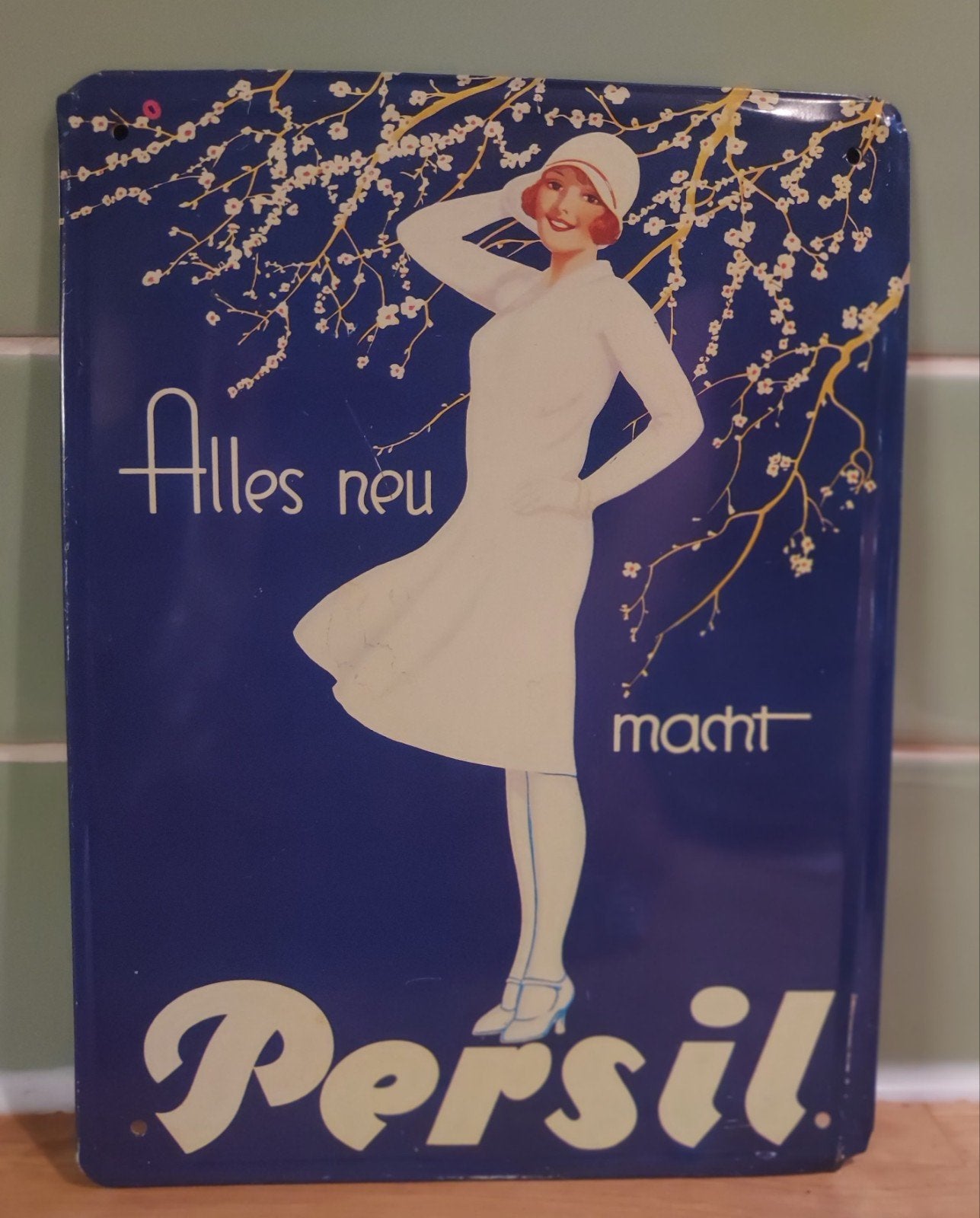 Vintage Persil Emaille Reclamebord - Alles neu macht Persil, Ophalen of Verzenden