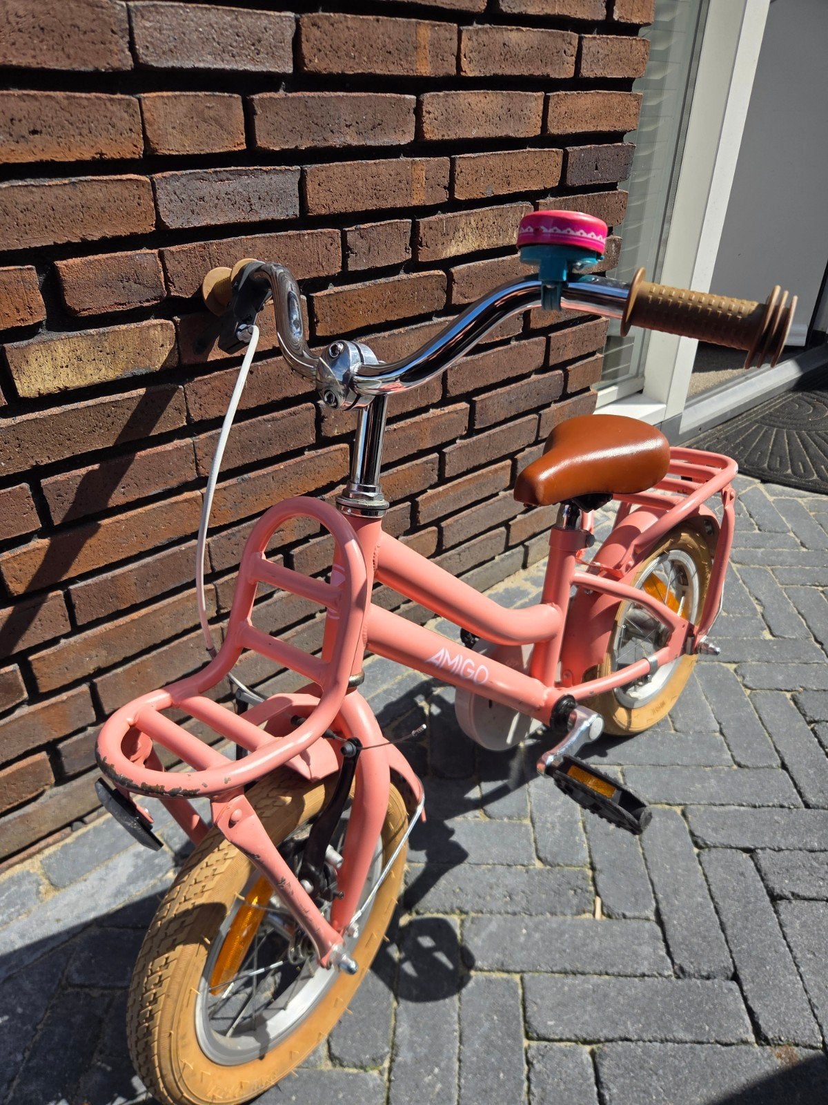 Amigo Kinderfiets Roze 12 inch - Zo goed als nieuw, Ophalen, Velgrem, Amigo, Minder dan 16 inch