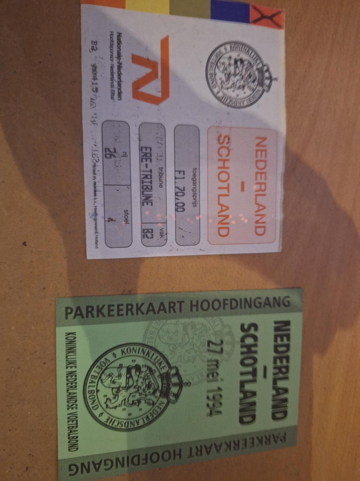 TICKET 1994 Nederland v Schotland  + parkeerkaart, Ophalen of Verzenden, Zo goed als nieuw, Overige binnenlandse clubs, Overige typen