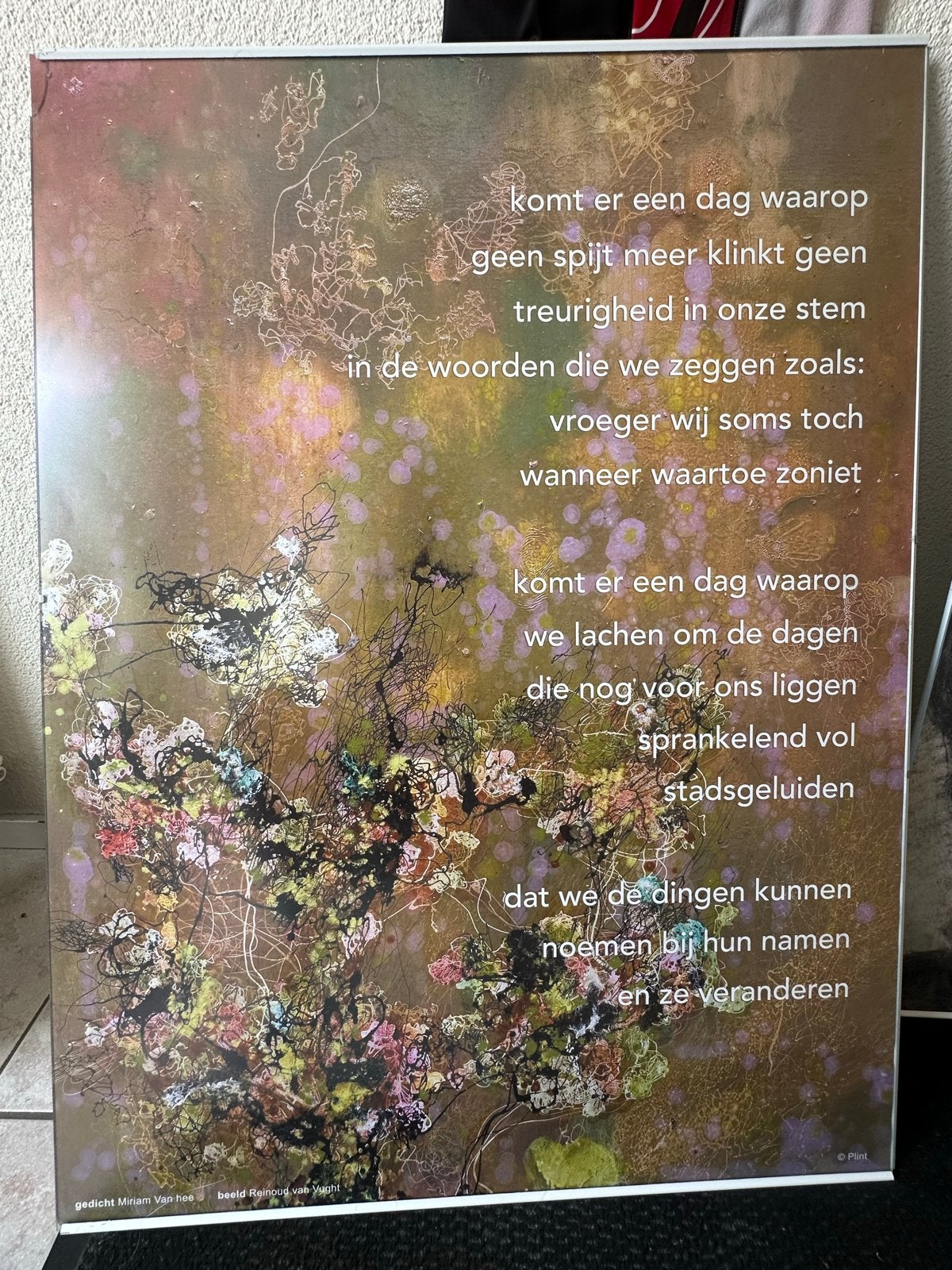 Kunstwerk met gedicht Miriam Van hee, beeld Reinoud van Vugh, Ophalen