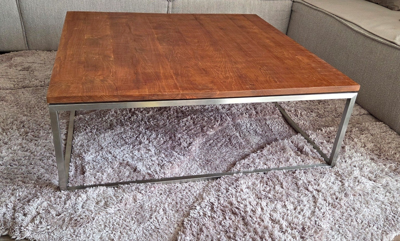 design mango houten salon tafel  1x1mtr, Ophalen, 50 tot 100 cm, Vierkant, 50 tot 100 cm