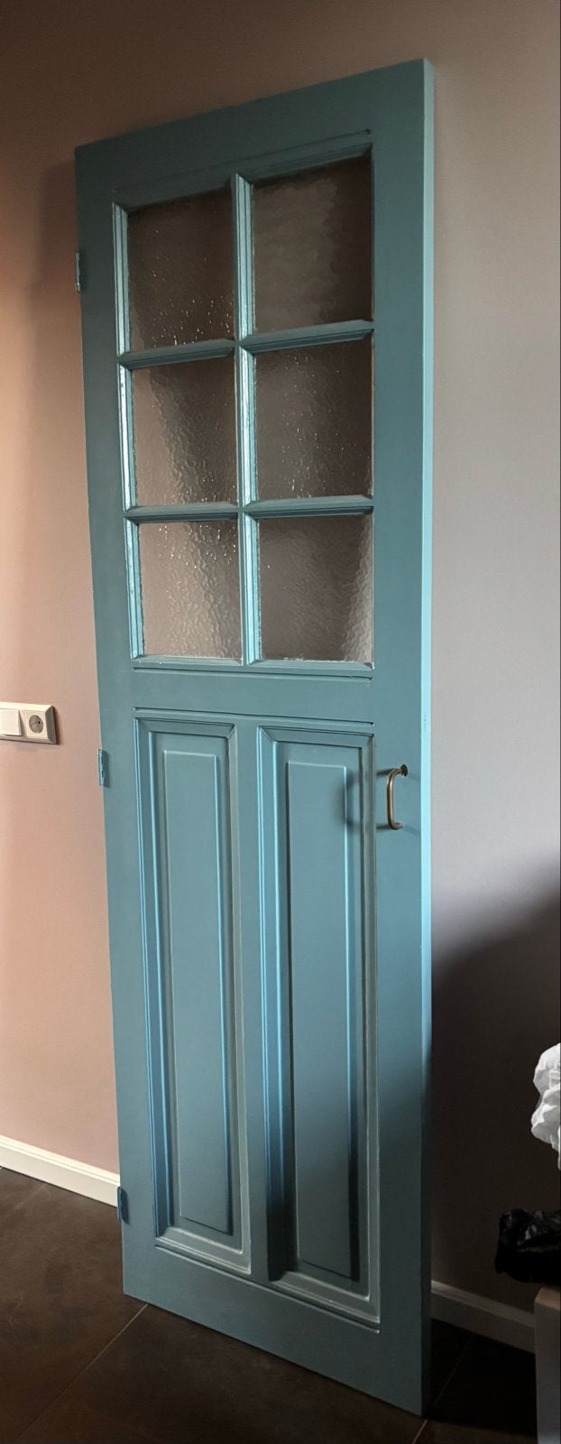 Oude paneeldeur met glas - binnendeur, Doe-het-zelf en Verbouw, Ophalen, Gebruikt, Minder dan 80 cm, Binnendeur