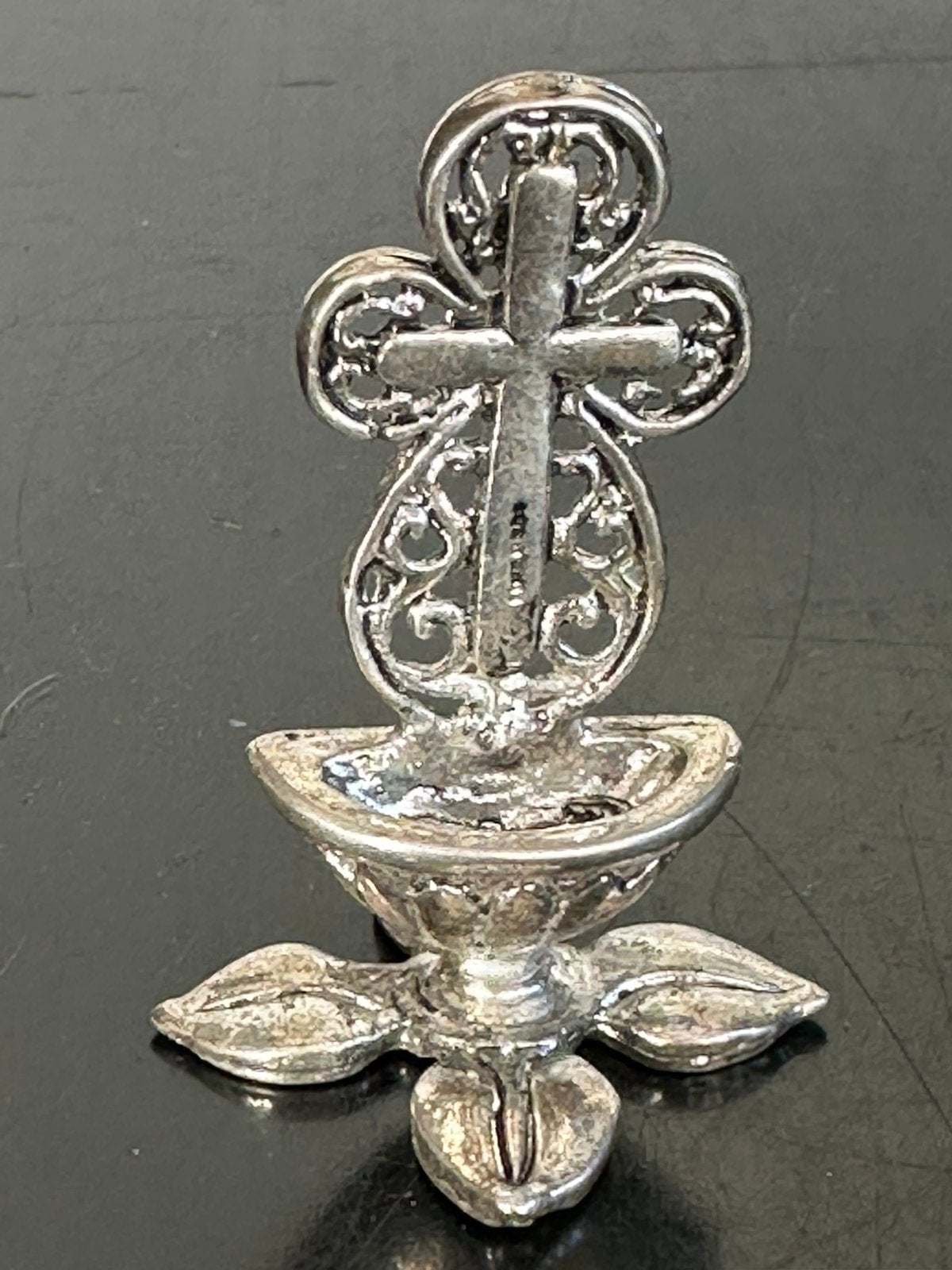 Zilver miniatuur religieus beeldje Doopvont 5 cm, Ophalen of Verzenden, Zilver