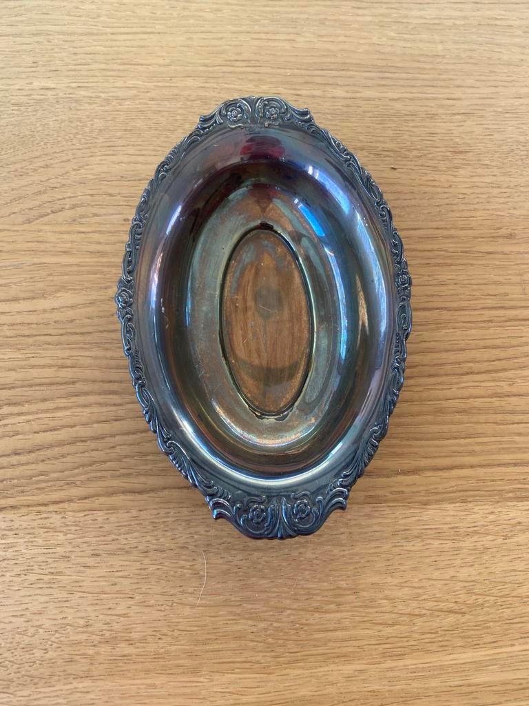 Antieke verzilverde schaal - Decoratieve fruitschaal, Ophalen of Verzenden