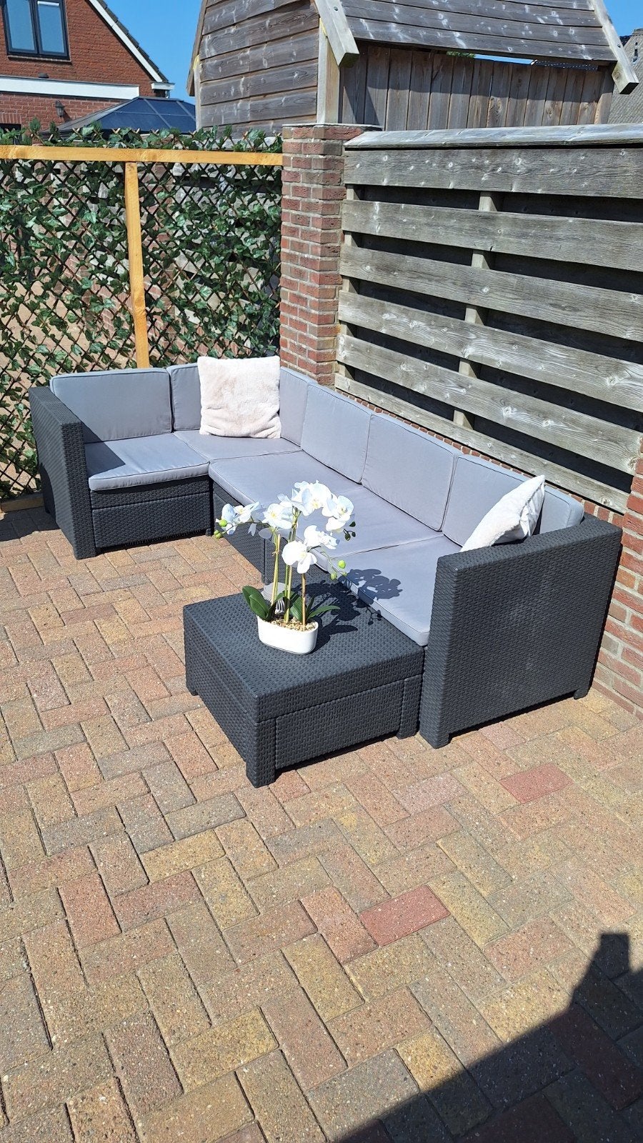 tuinset loungeset met Tafel - Zo goed als nieuw, Ophalen, 5 zitplaatsen, Bank, Zo goed als nieuw