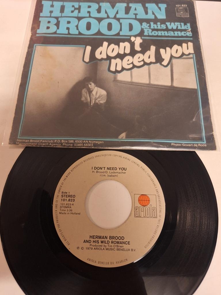 Herman Brood & his Wild Romance - I don't need you, 1979., Fotohoes, Verzenden, 7 inch, Poprock