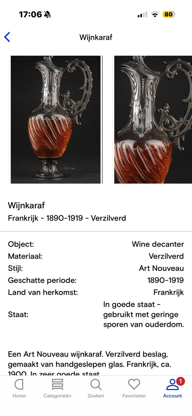 Frans antiek, Ophalen, Zo goed als nieuw