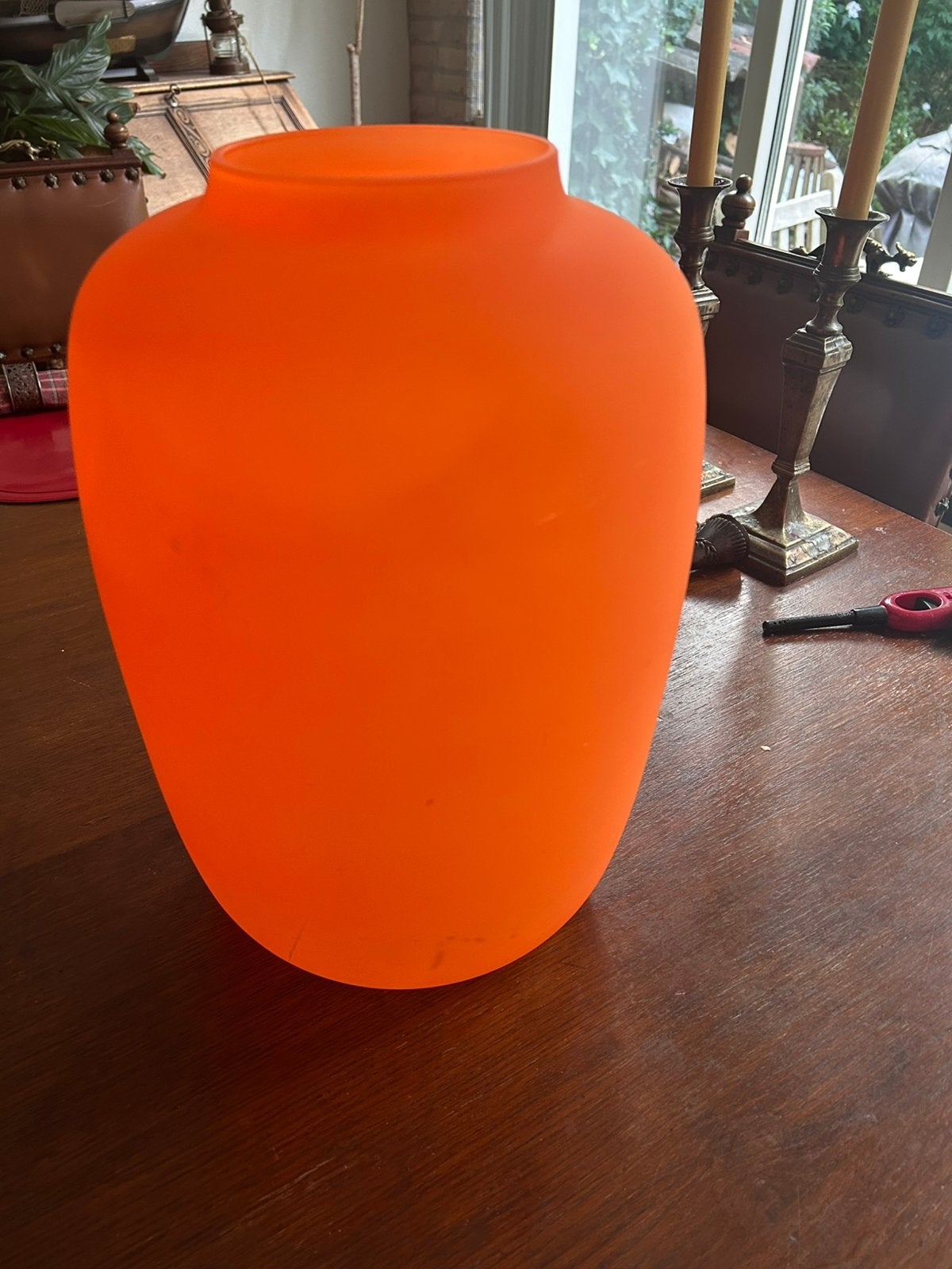 Oranje glazen vaas, Huis en Inrichting, Woonaccessoires | Vazen, Ophalen, Zo goed als nieuw, Oranje