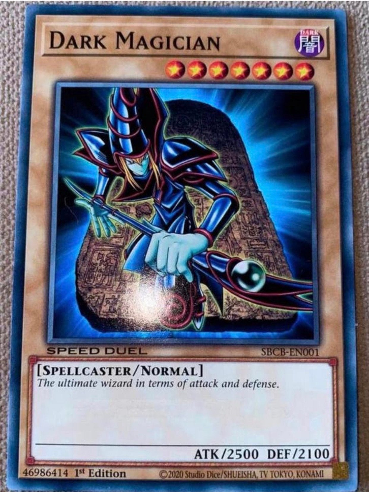 Yu-Gi-Oh! Dark Magician SBCB 1st Edition !, Ophalen of Verzenden, Zo goed als nieuw, Losse kaart