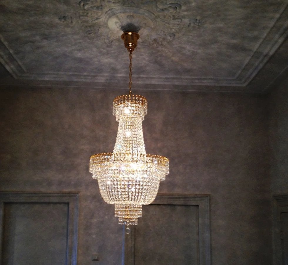 Kristal Zakkroonluchter 60 cm Zilver -goud Wij gaan stoppen, Ophalen of Verzenden, Nieuw