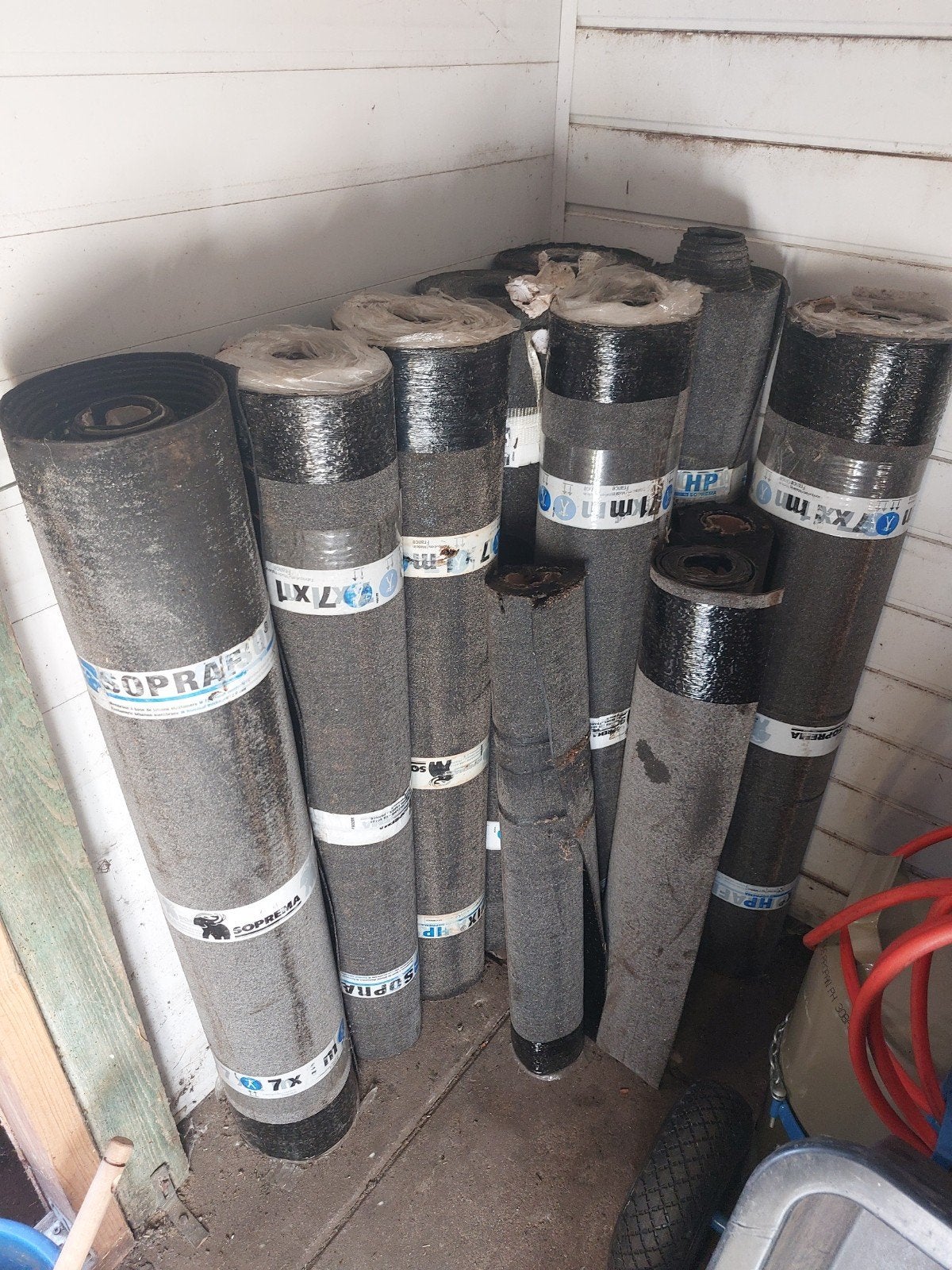 Dakleer rollen - 2 grote, 3 van 3/4 Rol, Ophalen, Overige materialen, Zwart, Nieuw