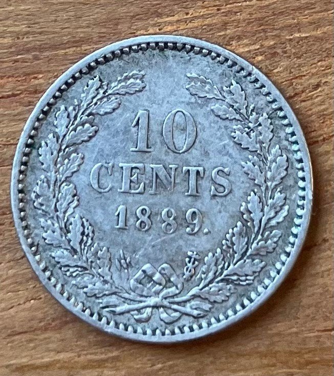 nette 10 cent 1889 Willem III, Postzegels en Munten, Munten | Nederland, Ophalen, Koning Willem III, Zilver, 10 cent