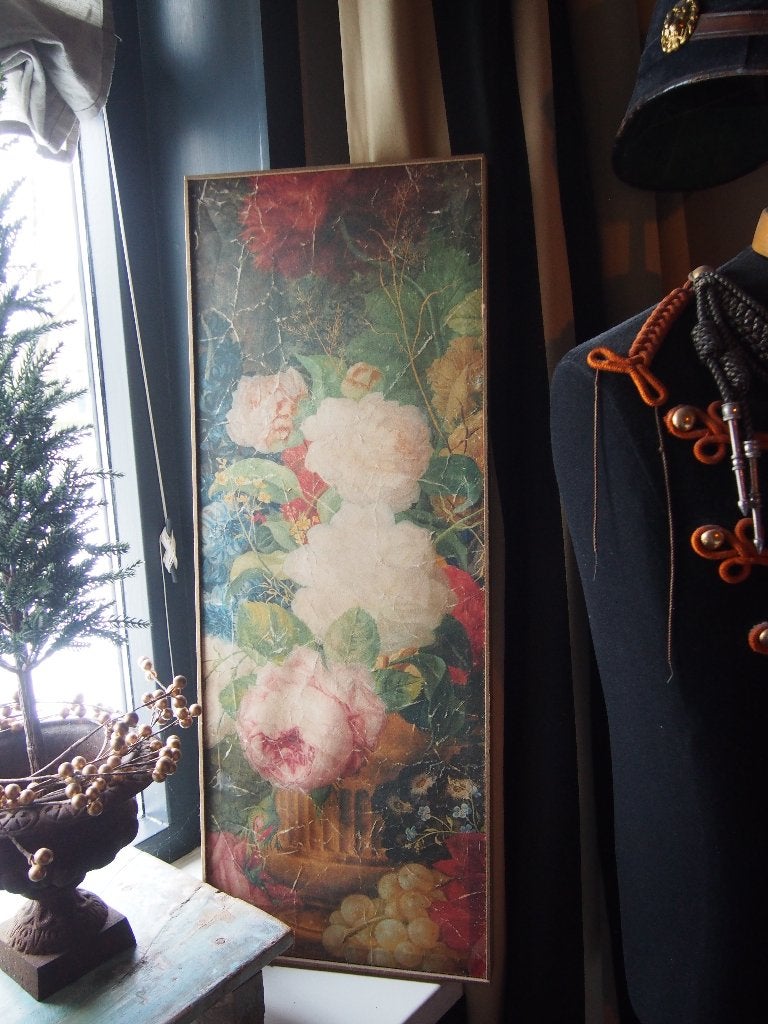 Canvas bloemen in houten lijst (80x30 cm), Ophalen, Minder dan 50 cm, Gebruikt, Print