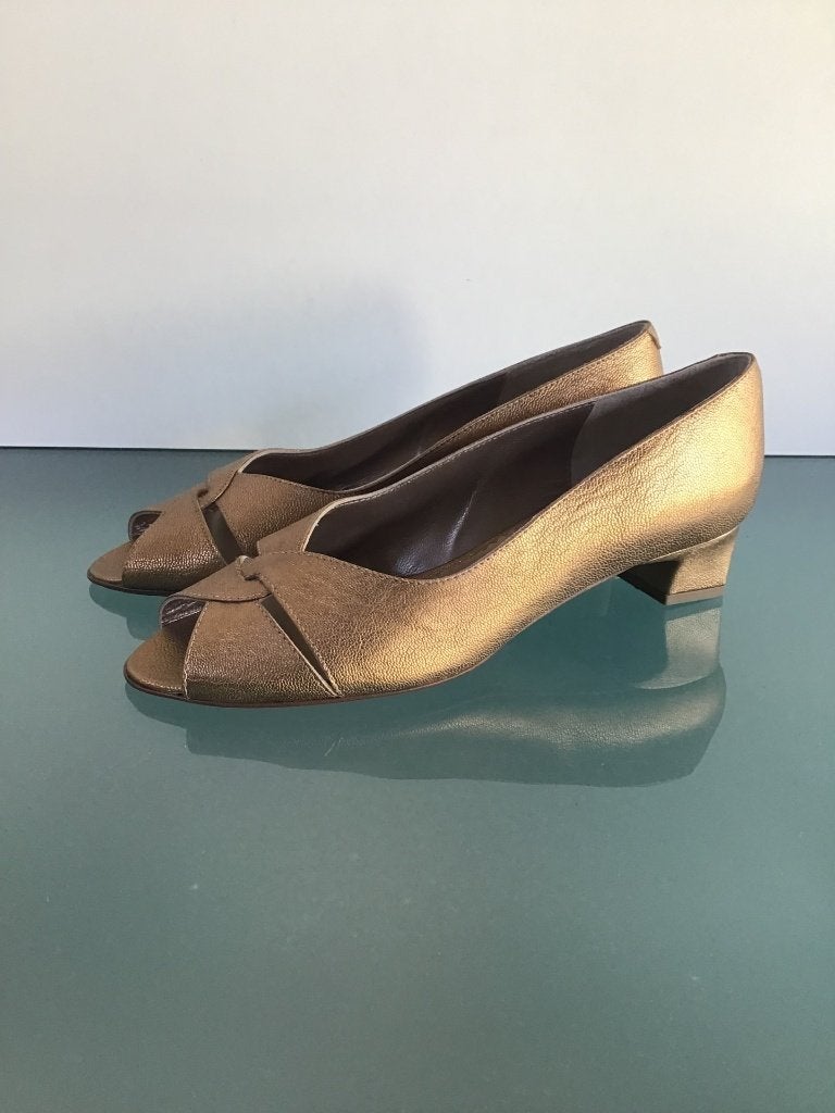 Nieuwe leren gouden peep-toe 36 | Gratis verzenden, Pumps, Overige kleuren, Verzenden, Nieuw
