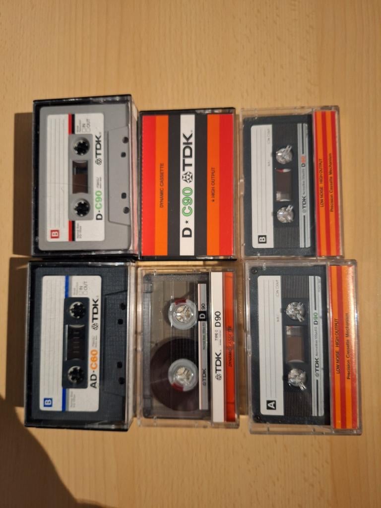 TDK D en AD – oude types – 9 stuks, Cd's en Dvd's, Cassettebandjes, Gebruikt, 2 t/m 25 bandjes, Overige genres, Ophalen of Verzenden