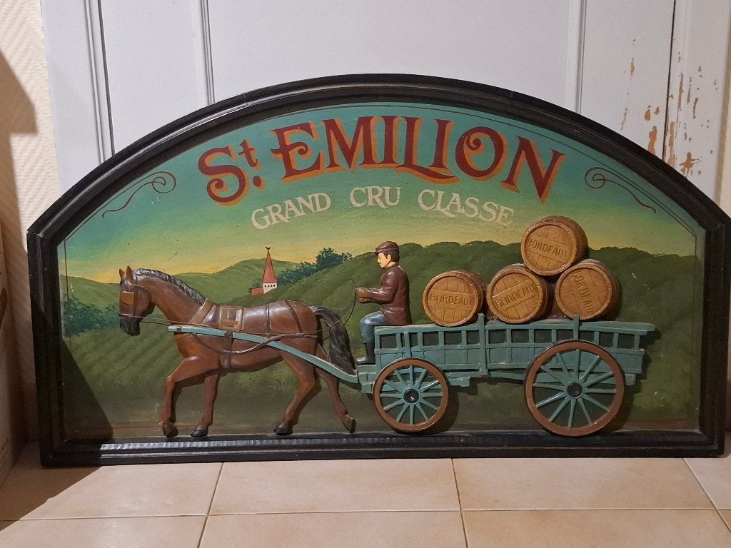 Authentiek houten pubbord Saint-Emilion, Ophalen of Verzenden, Nieuw, Reclamebord