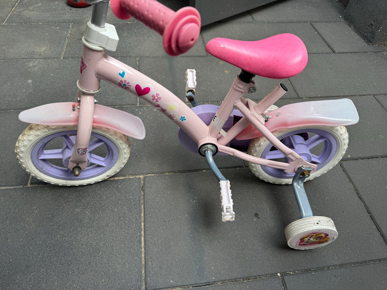 Paw Patrol kinderfiets met zijwieltjes - Roze, Fietsen en Brommers, Fietsen | Kinderfietsjes, Ophalen of Verzenden, Gebruikt, Minder dan 16 inch