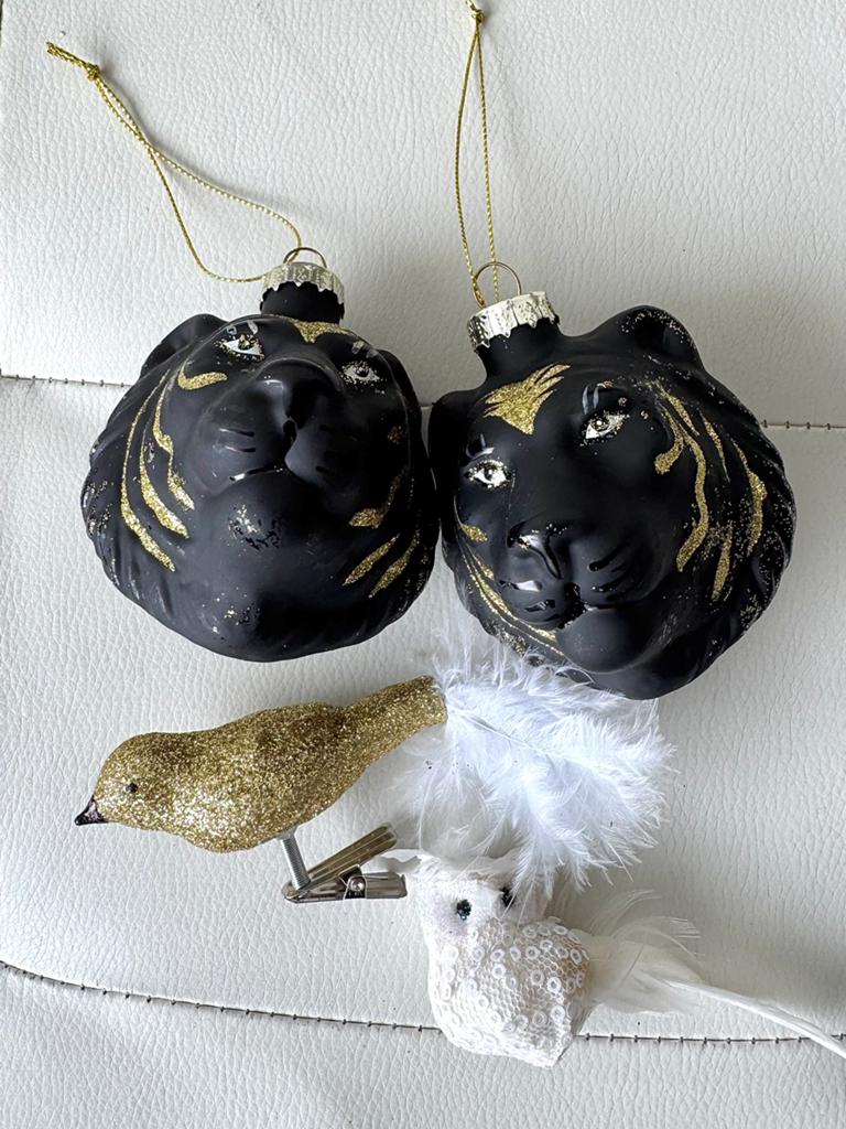 Tijger kerstballen, gouden vogeltje en wit uiltje, Diversen, Kerst, Verzenden, Gebruikt