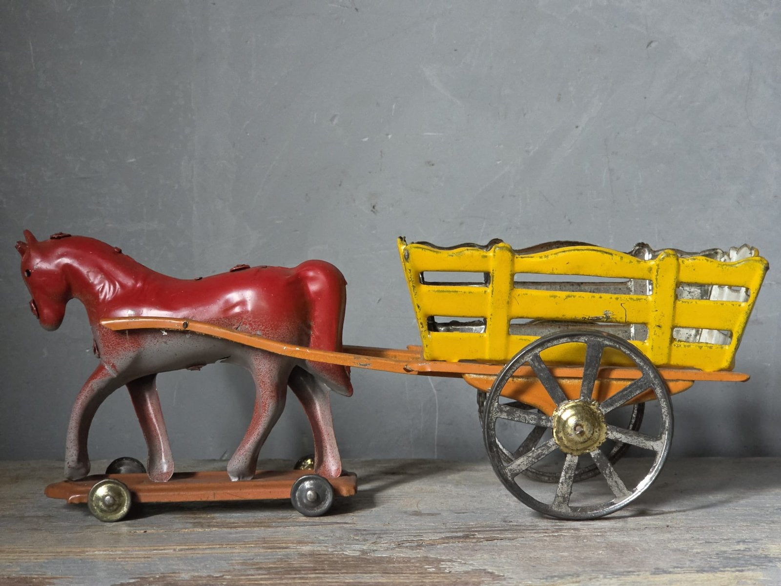Antiek blikken paard en wagen, Antiek en Kunst, Ophalen of Verzenden