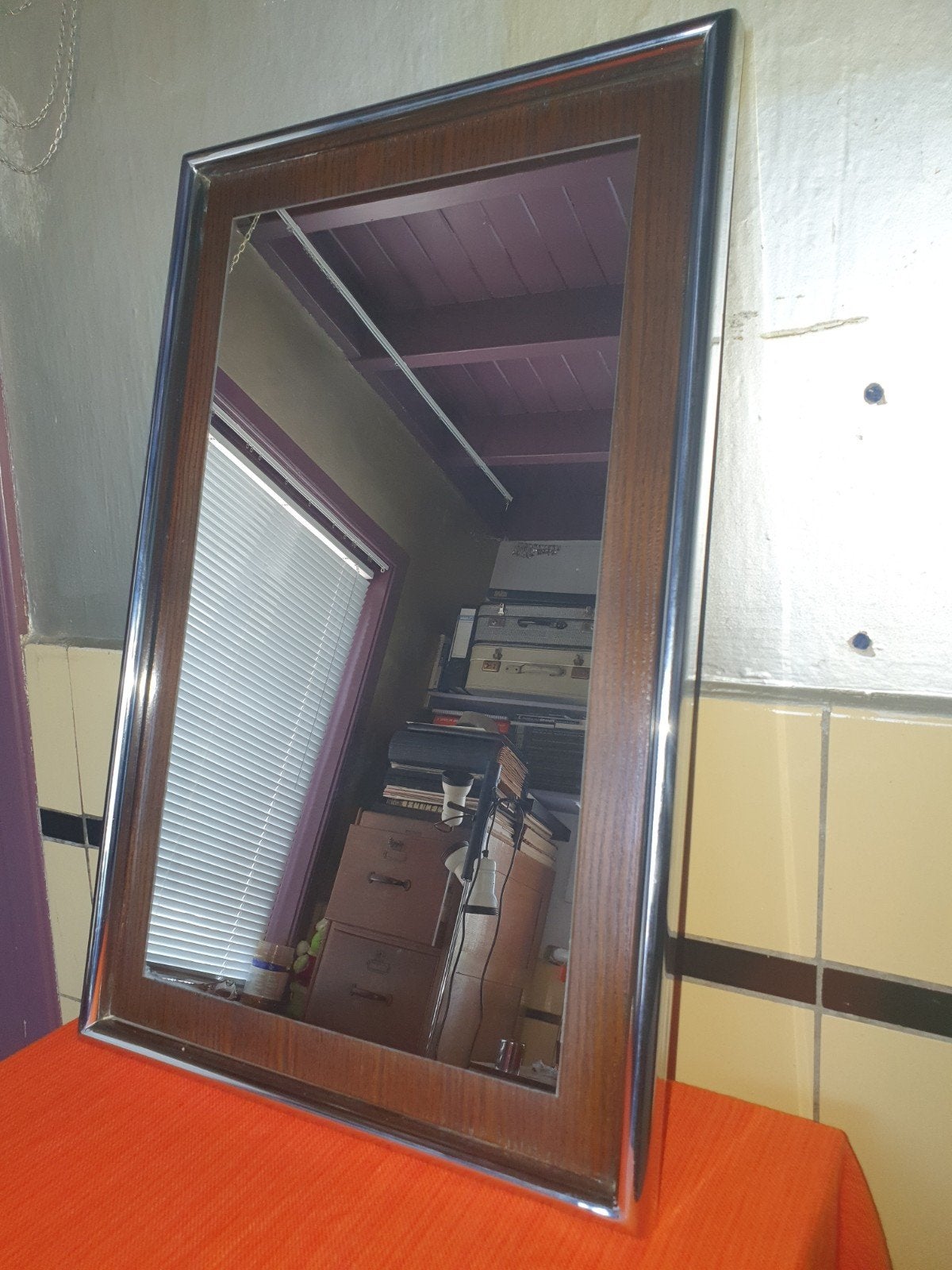 Vintage chiq design spiegel jaren 60s 70s, Huis en Inrichting, Woonaccessoires | Spiegels, Ophalen of Verzenden, Rechthoekig, Minder dan 50 cm