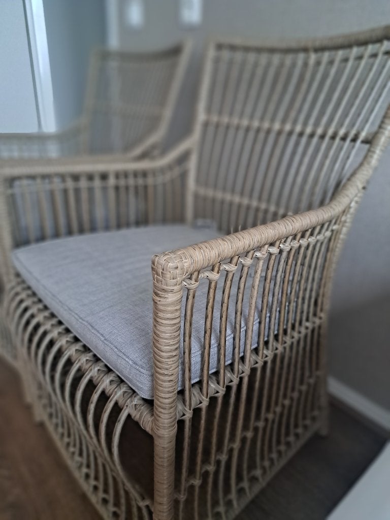 Rotan stoel voor binnen en buiten 2 stuks inclusief kussen, Ophalen, Kunststof, Twee, Bruin