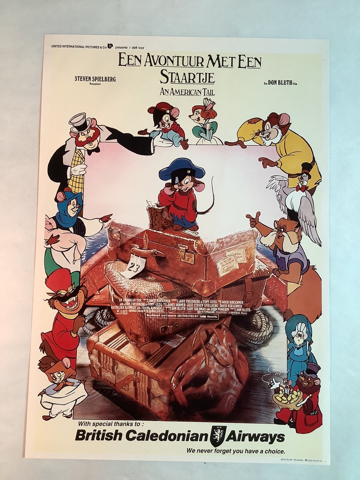 FIEVEL   FILMPOSTER   35-50 cm, Ophalen of Verzenden, Zo goed als nieuw, A1 t/m A3, Film en Tv