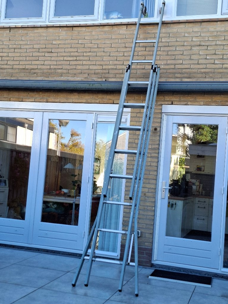 DIRKS ladder, 3 delig  3 x 8 sporten, toprollers, Ophalen, Gebruikt, Ladder, Opvouwbaar of Inschuifbaar