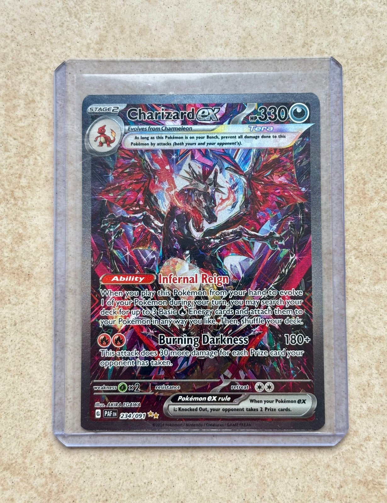 Charizard ex Tera Pokémon kaart 234/091. Top kaart ‼️, Ophalen of Verzenden, Zo goed als nieuw, Losse kaart, Foil