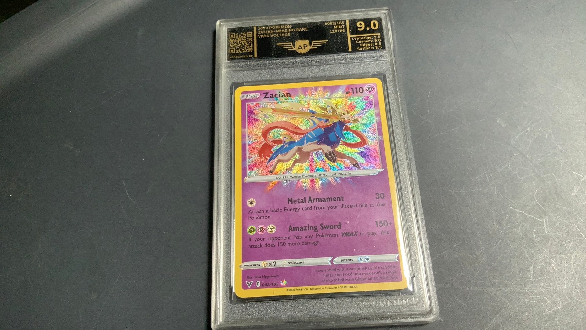 Pokemon zacian-amazing rare beoordeeld 9, Ophalen, Nieuw, Losse kaart, Foil
