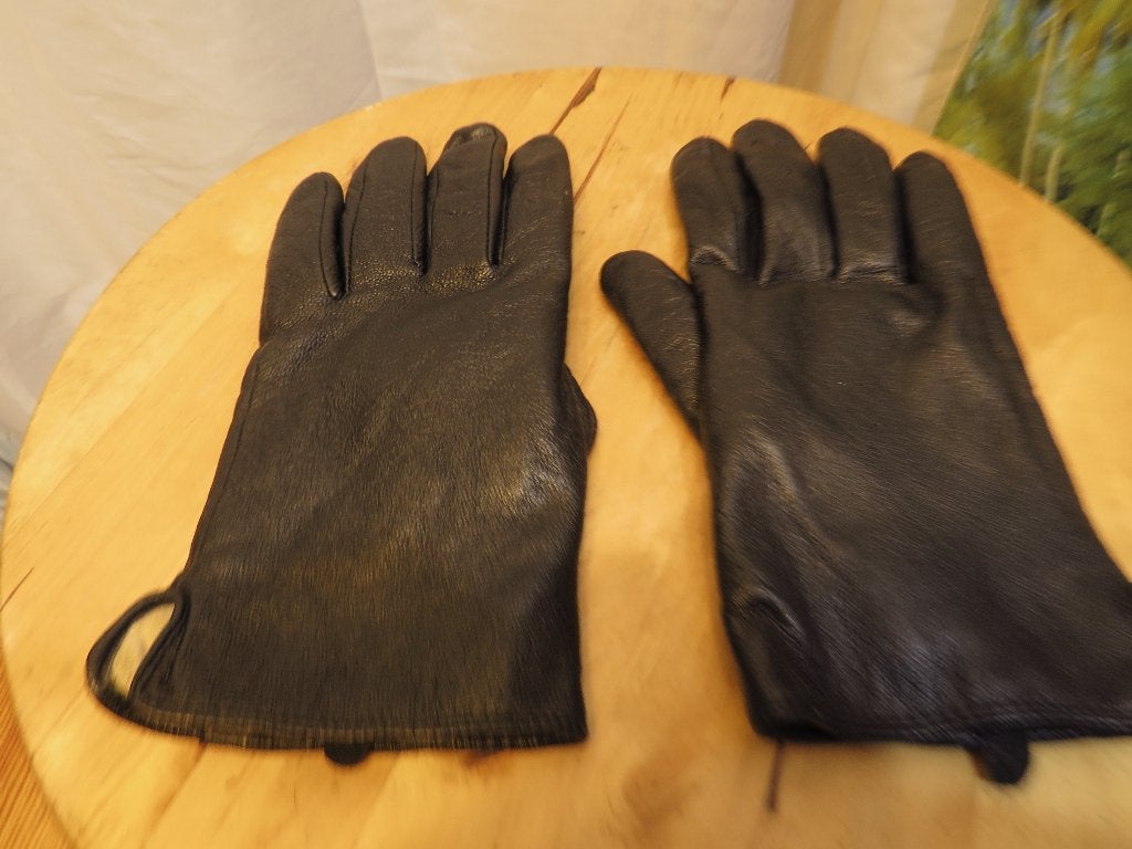 zwarte leren  handschoenen vacht gevoerd mt L   l. 25 cm, Ophalen of Verzenden, Gedragen, Maat 56/58 (XL), Handschoenen