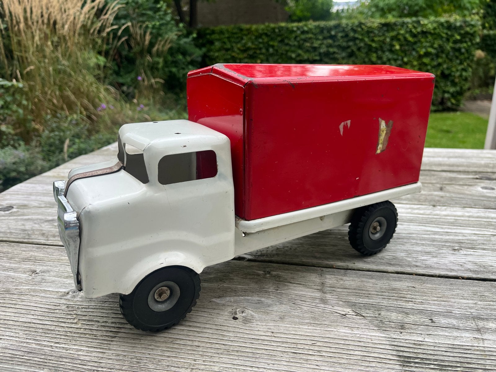 Vintage metalen vrachtwagen met openslaande deuren, Ophalen of Verzenden, Gebruikt