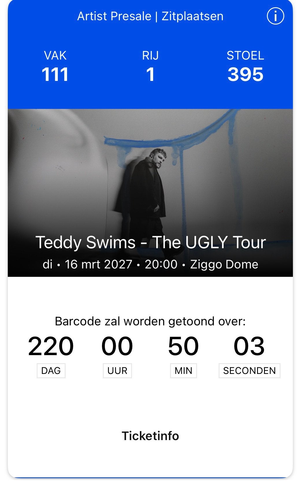 Teddy Swims 16 maart 2027 eerste ring, Tickets en Kaartjes, Concerten | Pop, Twee personen, Maart