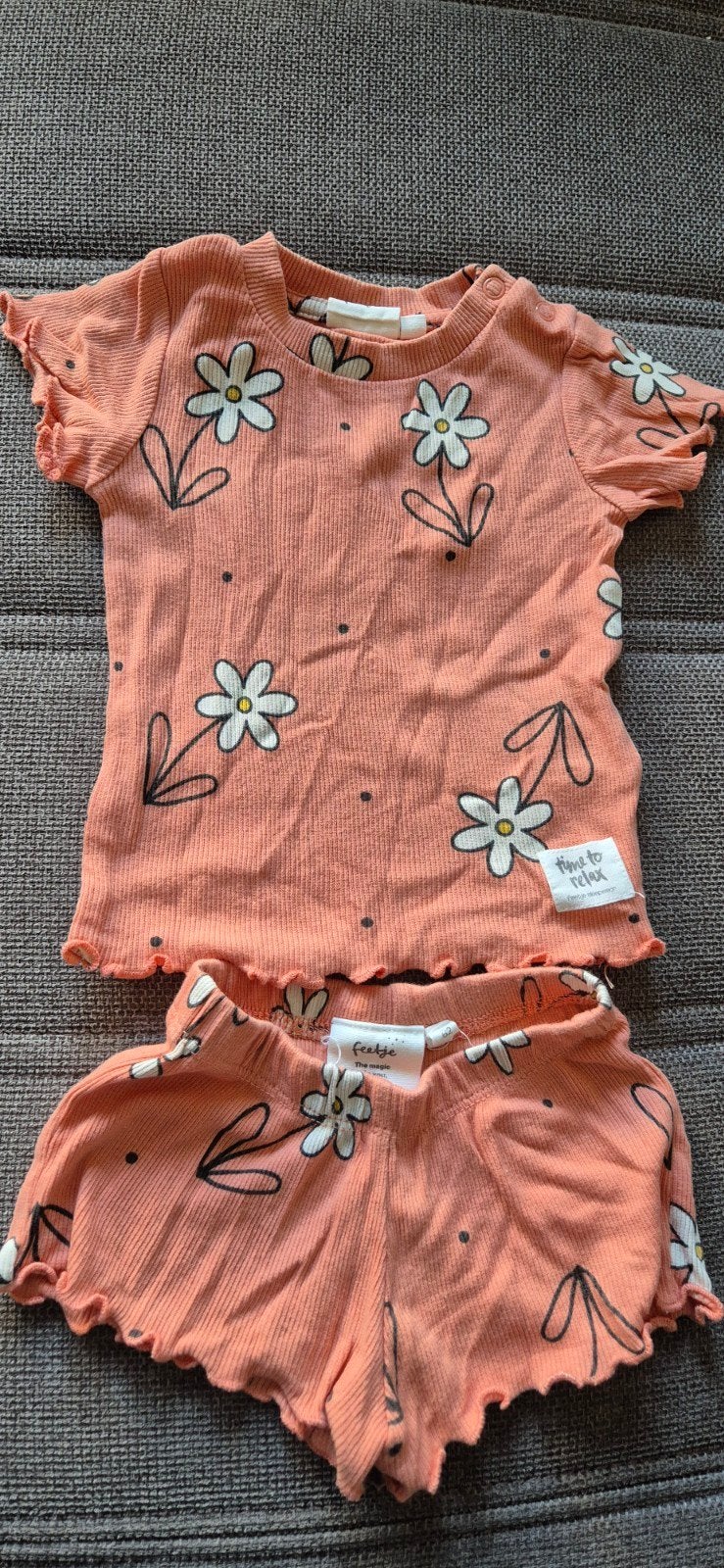 Feetje pyjama zomer set koraal bloemen maat 62, Kinderen en Baby's, Nacht- of Onderkleding, Zo goed als nieuw, Feetje, Verzenden
