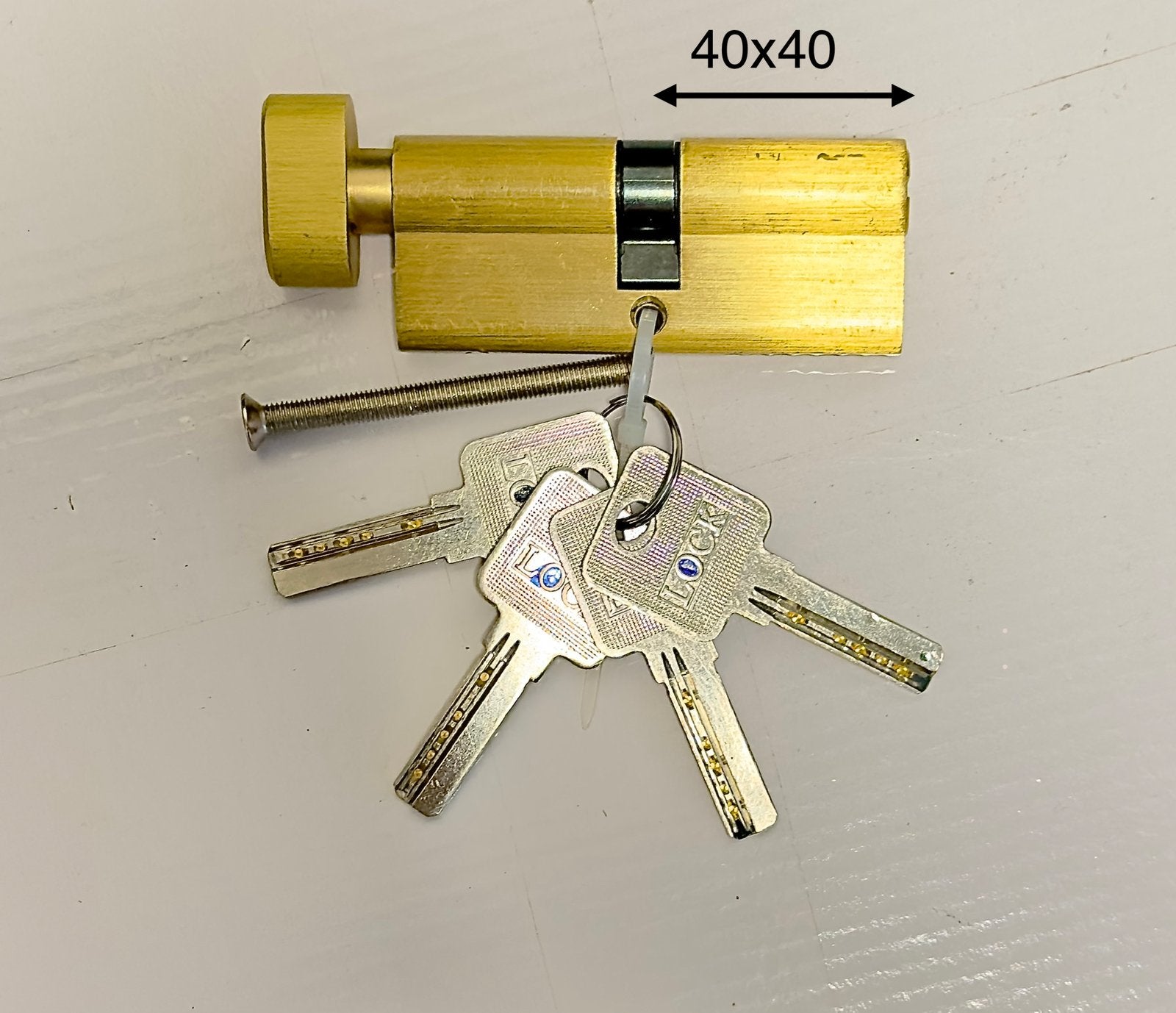 Mooie messing knop cilinder 40x40 en 4 sleutels, Ophalen of Verzenden, Nieuw, Koper of Messing, Slot