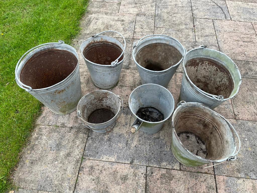Zinken emmers, Ophalen, Gebruikt, Minder dan 30 cm, Rond