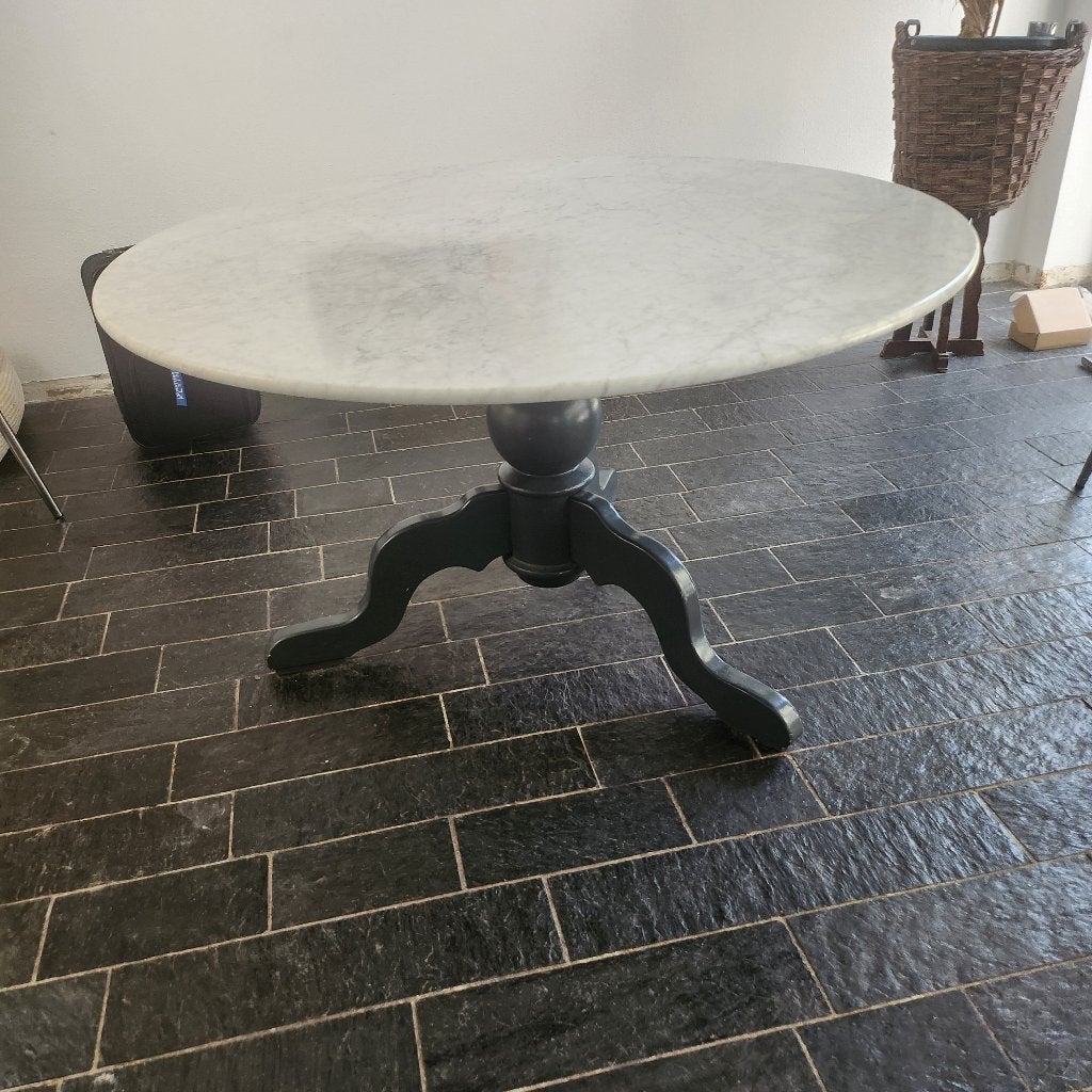 eettafel marmer blad, Ophalen, Overige materialen, Gebruikt, Rond