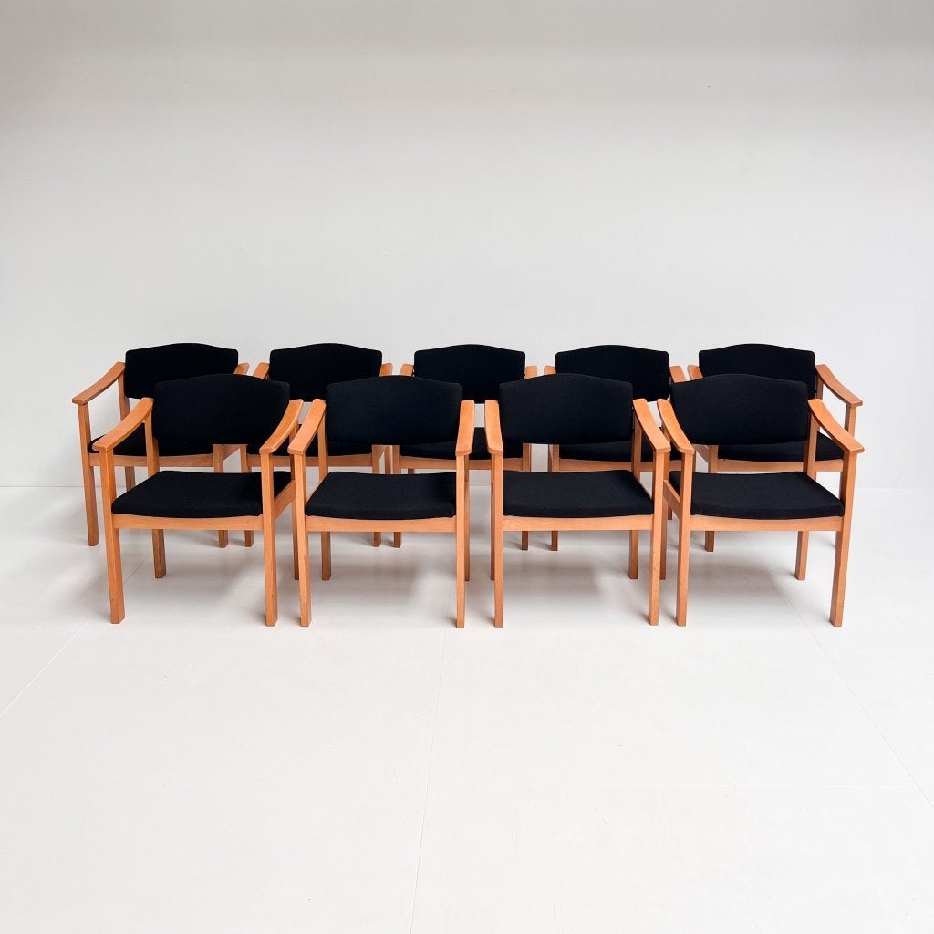 Midcentury Modern stoel in de stijl van Hans Wegner, 1980's, Gebruikt, Zwart, Design, Ophalen of Verzenden