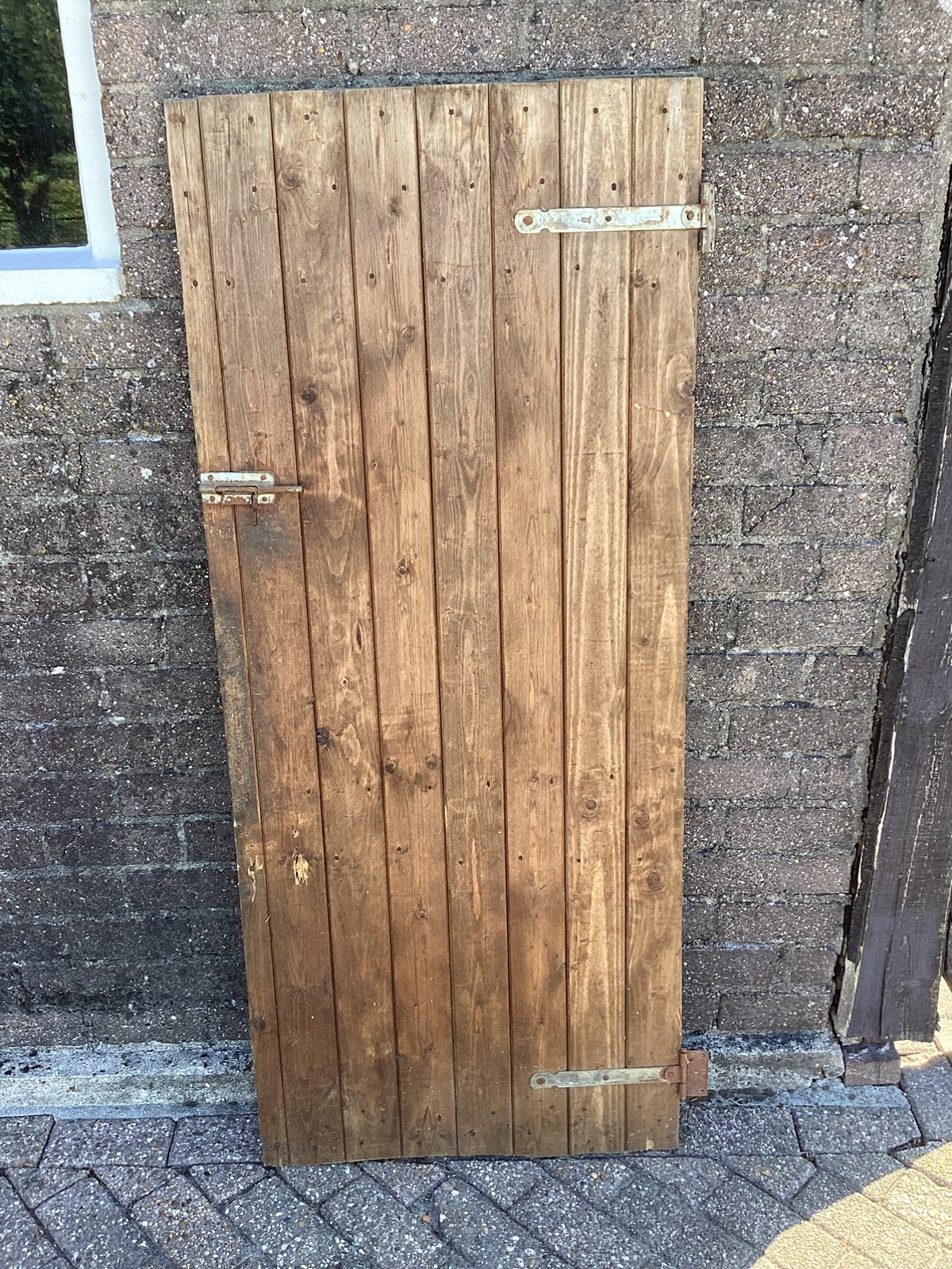 Grenen Deur van mes en groef planken.  160x68 cm., Ophalen, Gebruikt, Binnendeur, 200 tot 215 cm