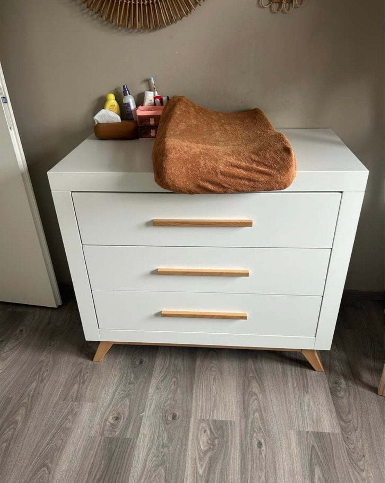 Bopita commode met 3 lades - wit met houten accenten, Ophalen, Gebruikt, 50 tot 70 cm, 75 tot 100 cm