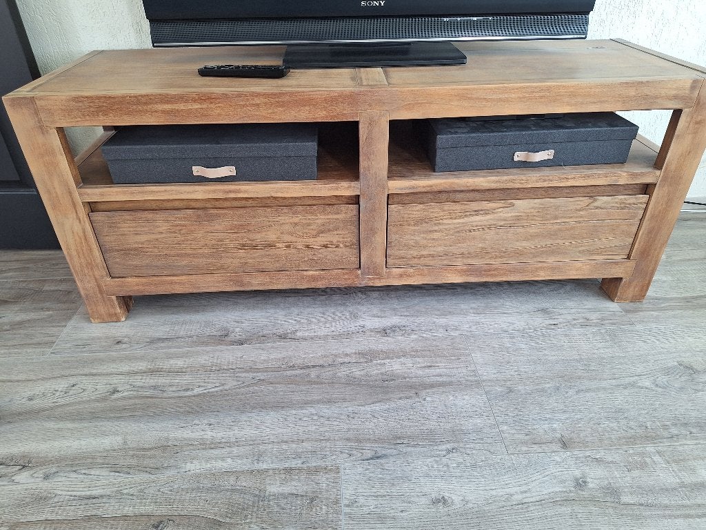 Tv kastje, Ophalen, Gebruikt, 100 tot 150 cm, Teakhout