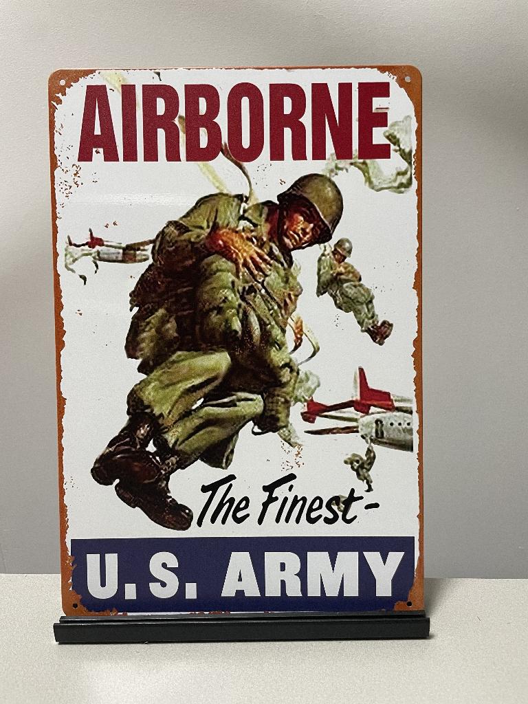 AIRBORNE metalen wandbord (Old Look), Verzamelen, Www.pand50.nl, Amerika, Overige typen, Ophalen of Verzenden