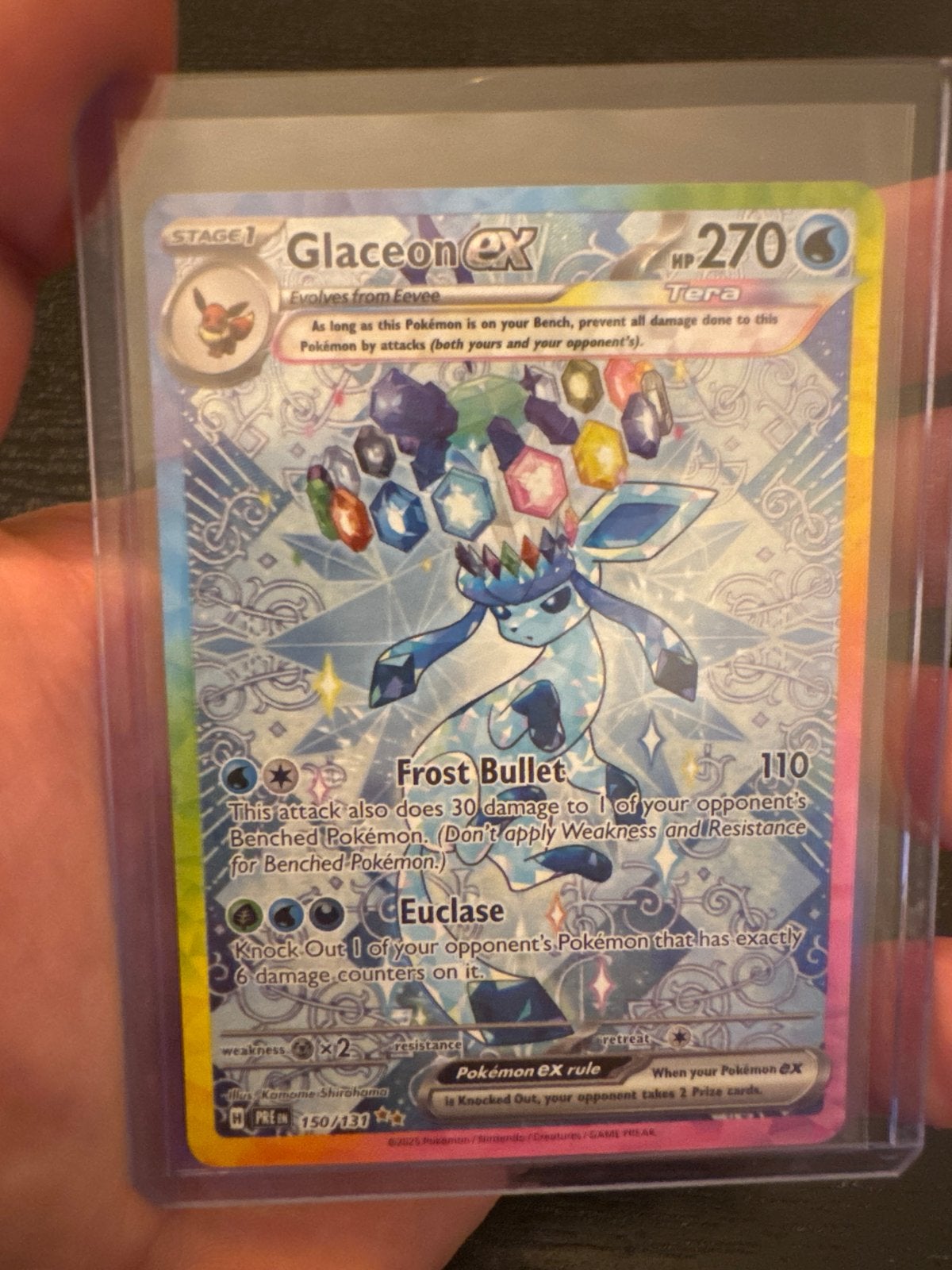 Glaceon EX 150/131 Full Art Pokémon Kaart, Hobby en Vrije tijd, Ophalen of Verzenden, Zo goed als nieuw, Losse kaart, Foil