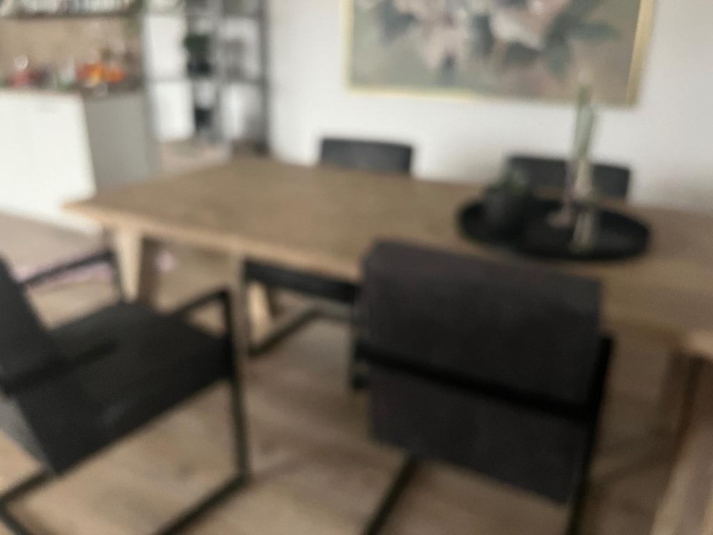 Eetkamer tafel plus 4 stoelen, Ophalen, Gebruikt, 50 tot 100 cm, Vijf personen of meer