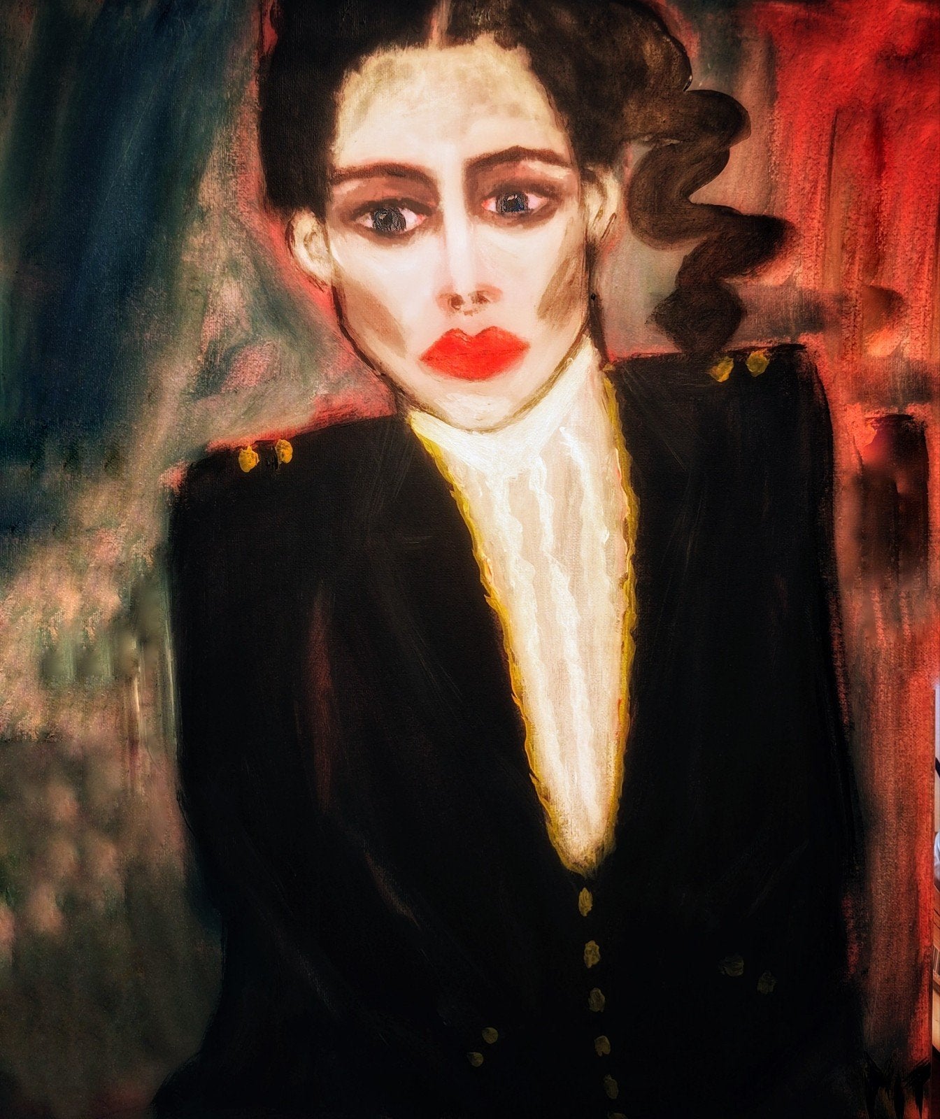 Acryl schilderij 45x70 cm - Vrouw in pak, Milaan Fashion W, Antiek en Kunst, Ophalen of Verzenden