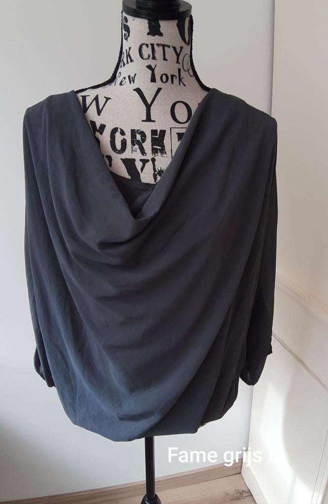 Grijze blouse van Fame maat L, Fame, Maat 42/44 (L), Ophalen of Verzenden, Grijs