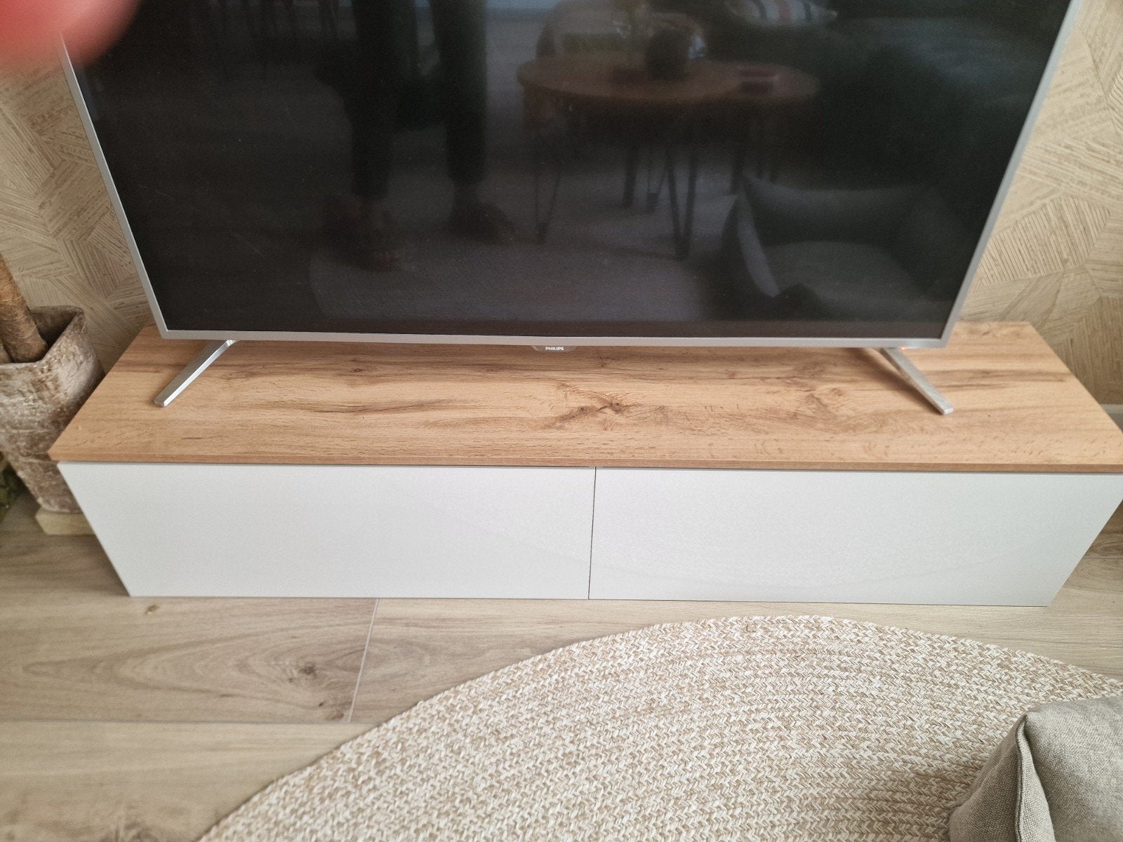 Ikea Besta TV-meubel - Wit/Houtnerf, Ophalen, 100 tot 150 cm, Zo goed als nieuw, Minder dan 100 cm