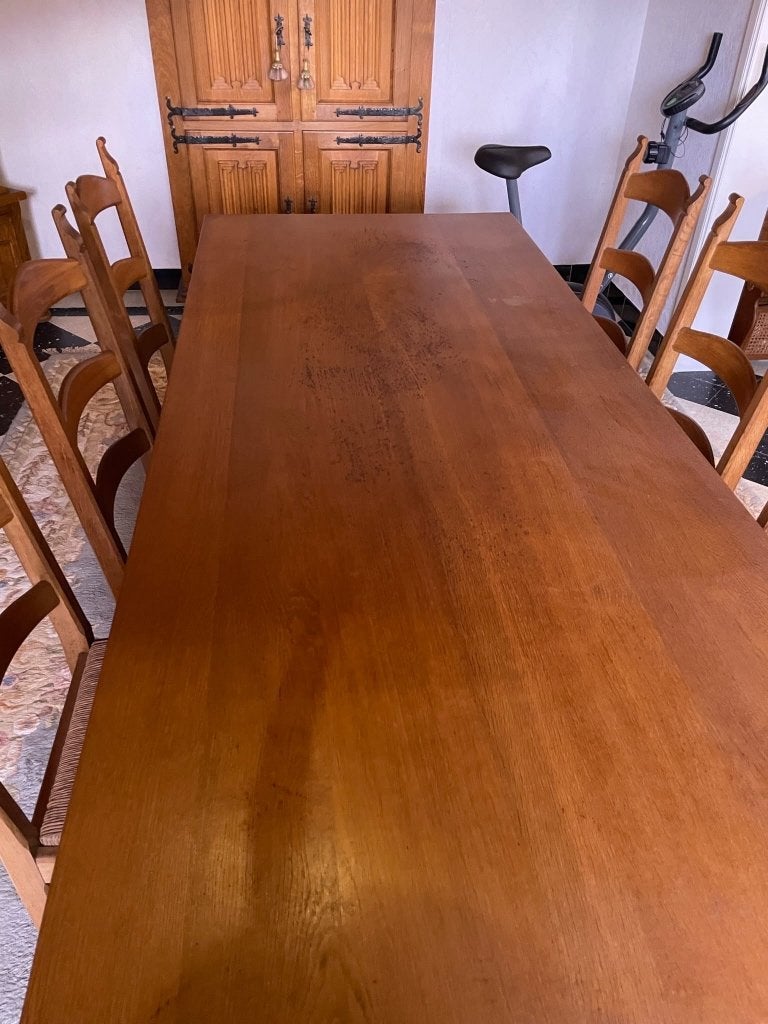 Houten eiken tafel met stoelen, Ophalen, Gebruikt, Klassiek, Eikenhout