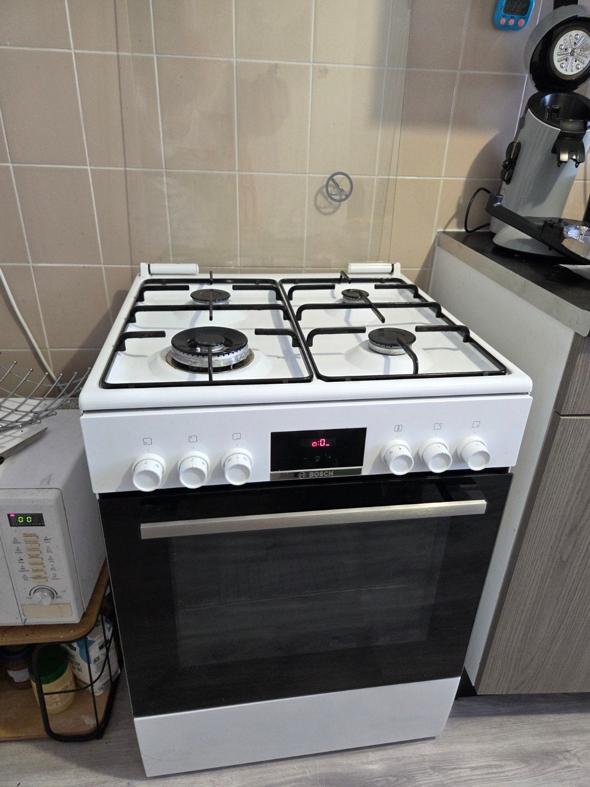 Bosch Gasfornuis met Oven, Ophalen, Hete lucht, 60 cm of meer, 4 kookzones