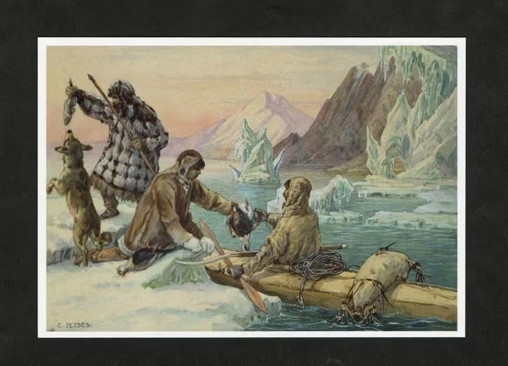 Ansichtkaart Schoolplaat Alaska Eskimo's Jacht, Jetses., Ophalen of Verzenden, 1980 tot heden, Ongelopen, Politiek en Historie