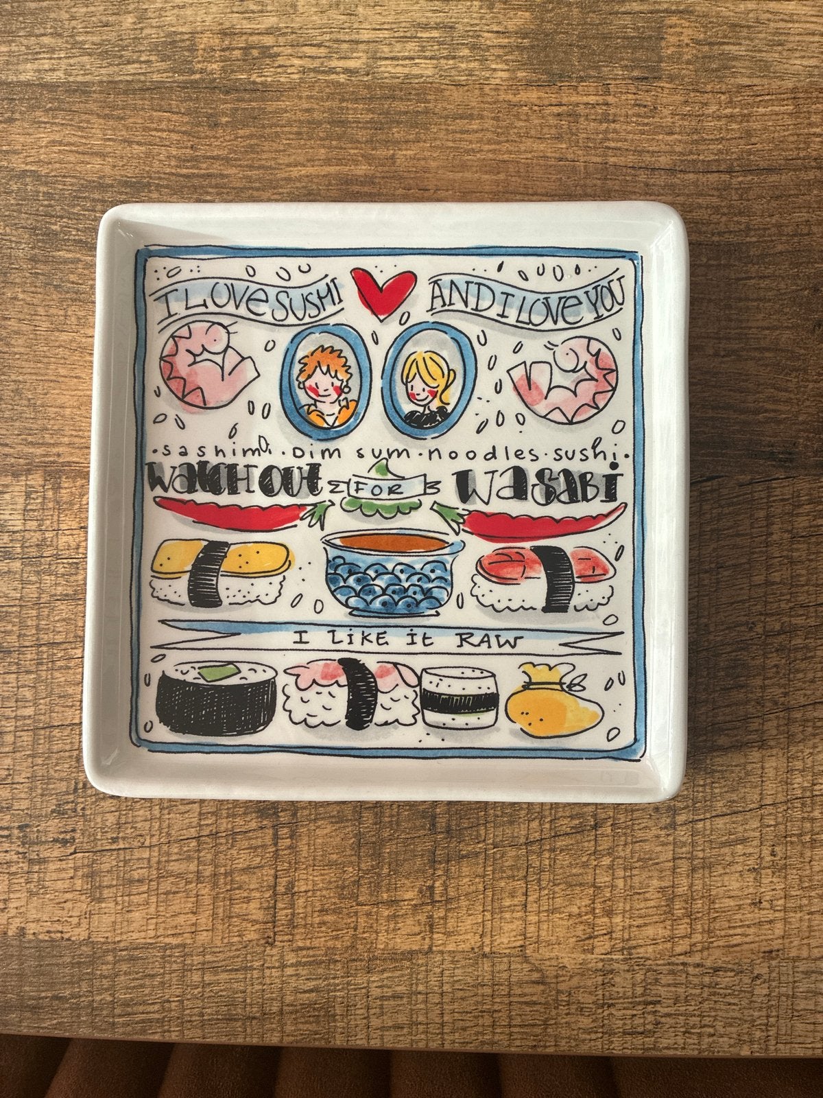 Blond Amsterdam Sushi Bordje - I Love Sushi, Huis en Inrichting, Keuken | Servies, Ophalen, Gebruikt, Keramiek, Bord(en)
